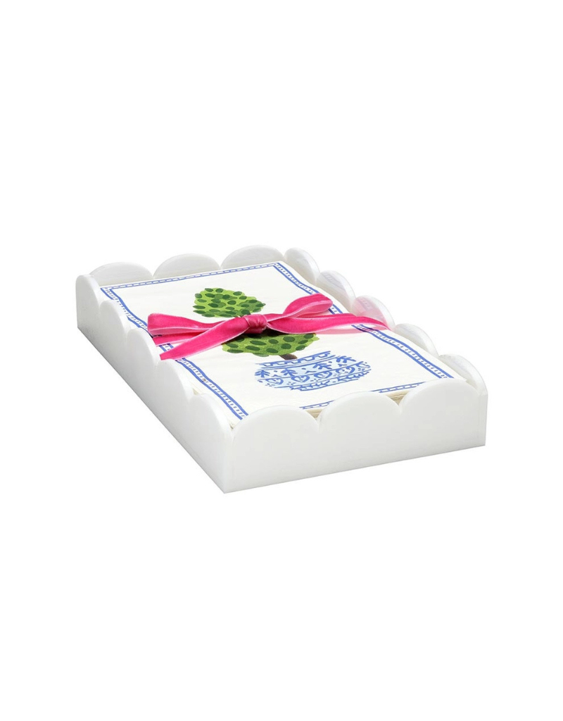 Acrylic Guest Napkin Tray with Topiary Napkins