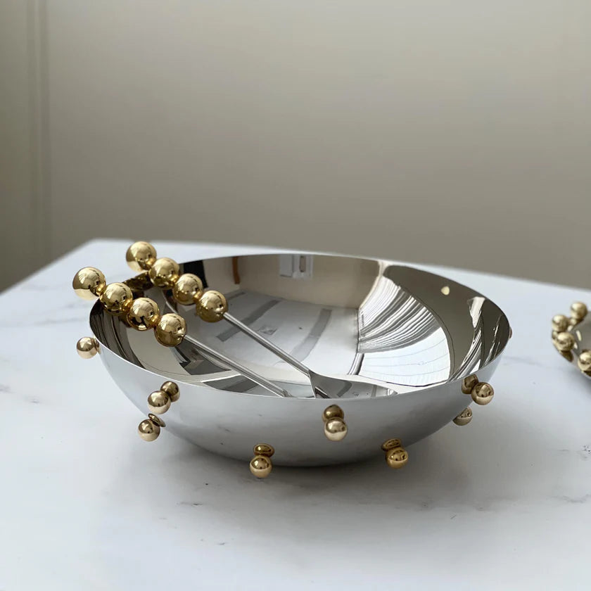 Stainless Steel Bowl With Gold Accents
