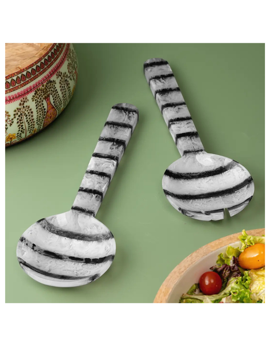 Striped Salad Serving Set