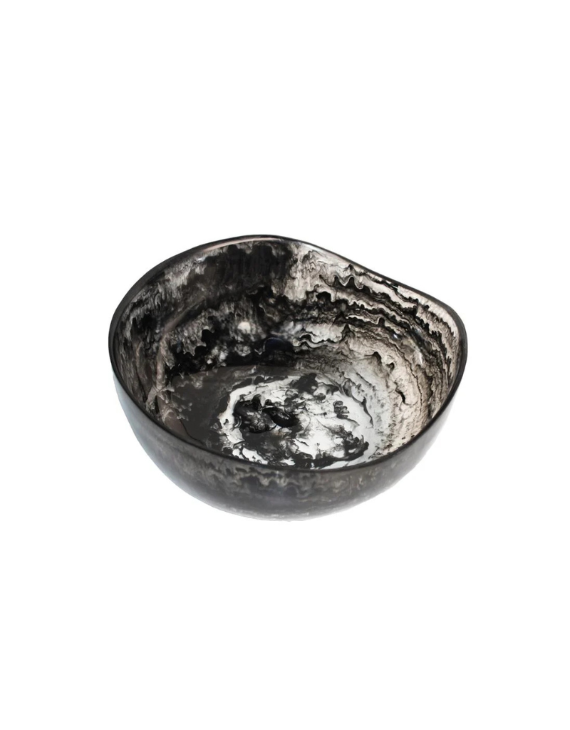 Resin Black Swirl Oval Salad Bowl