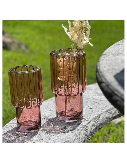 Mauve Vase with Wide Stripes