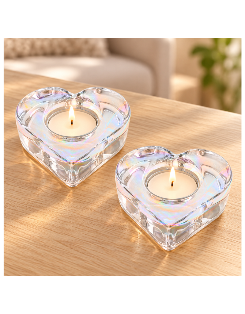 Glass Heart Tealight Holders