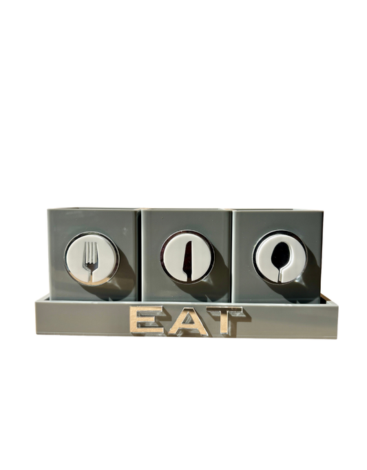 Grey Acrylic Silverware Caddy