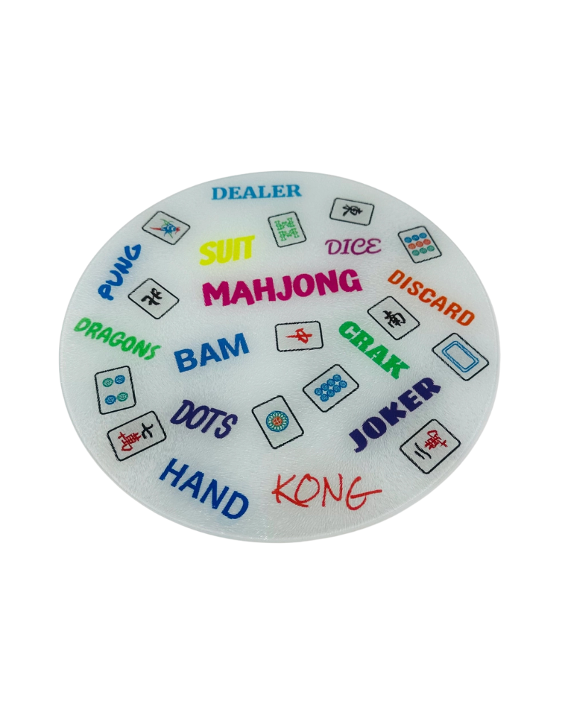 Mahjong Glass Round Serving Platter
