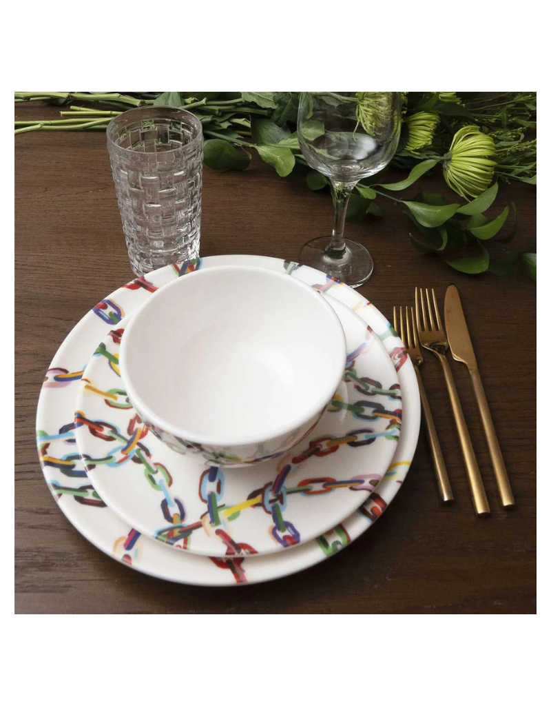 Elizabeth Sutton Collection: Large Chain Link 12pc Melamine Dinnerware Set