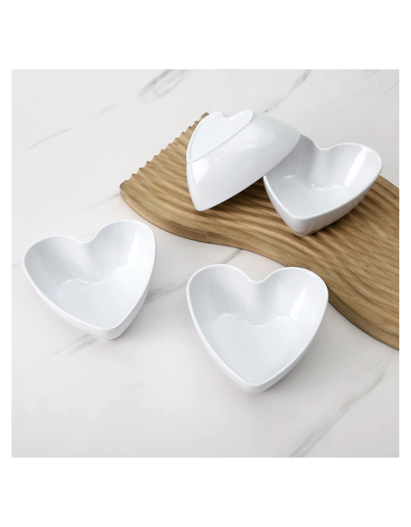 White Heart Melamine Bowl