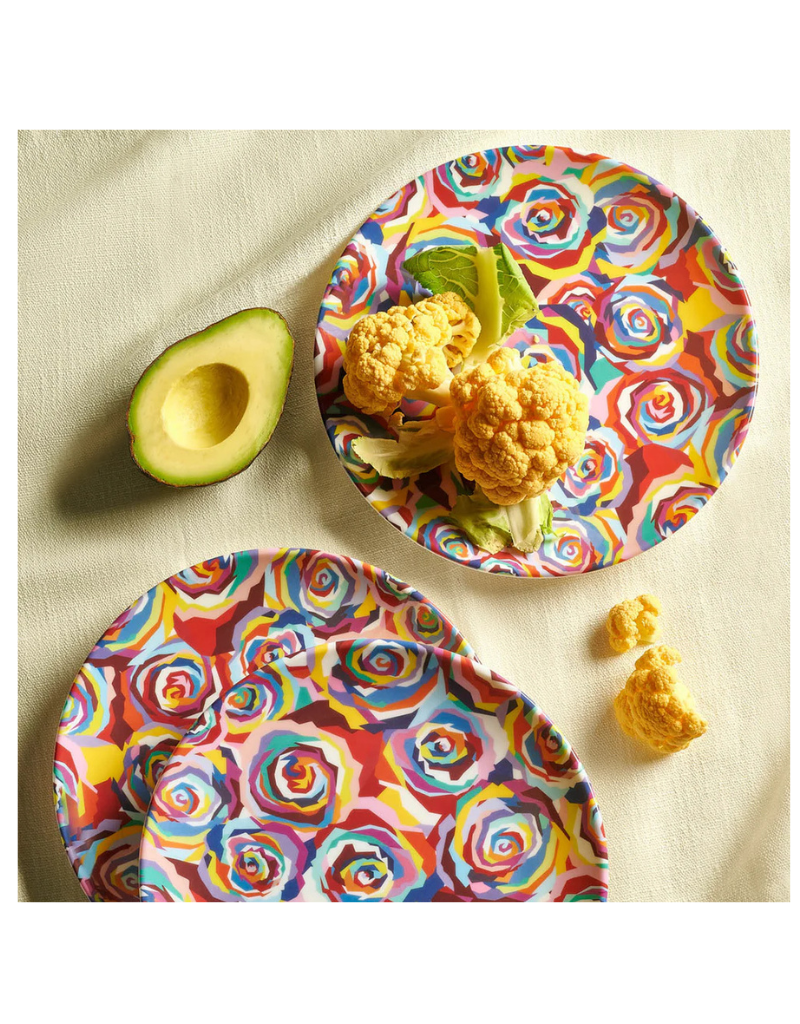 Elizabeth Sutton Collection: Multicolored Roses 12pc Melamine Dinnerware Set