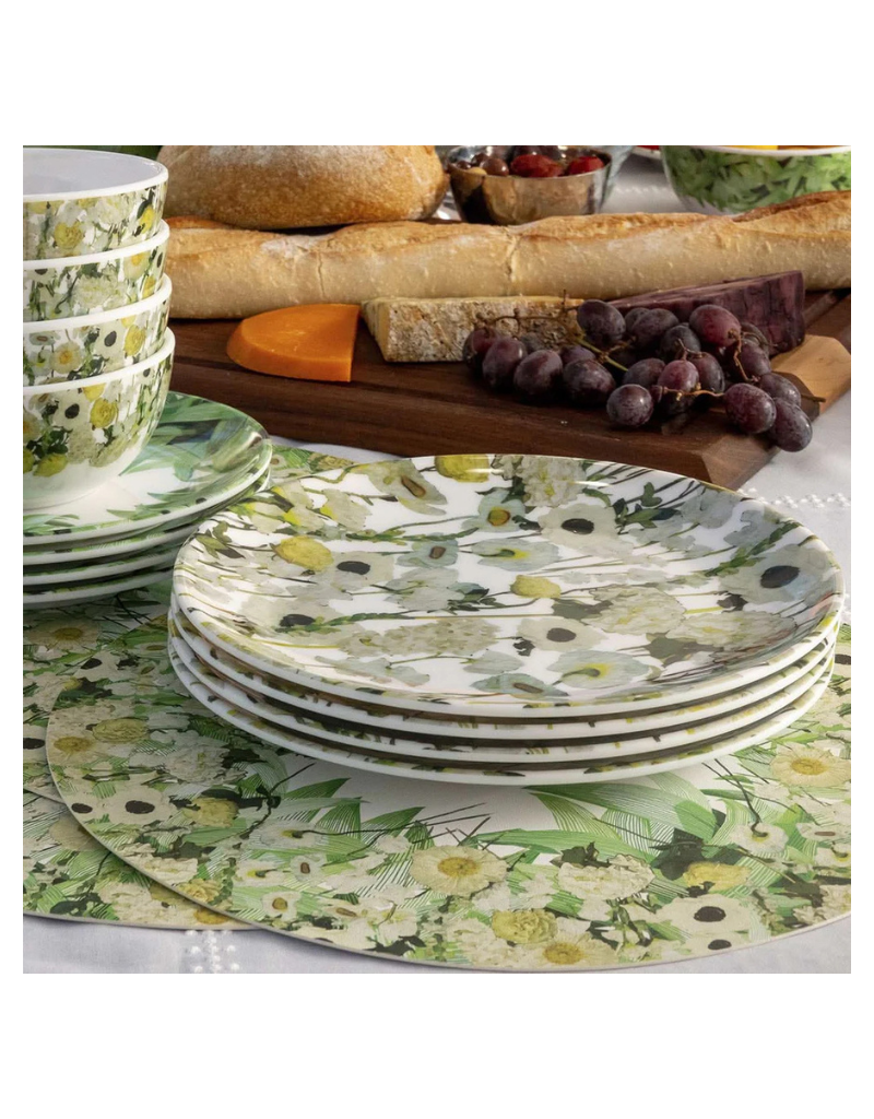 Elizabeth Sutton Collection: Cream Floral Garden 12pc Melamine Dinnerware Set