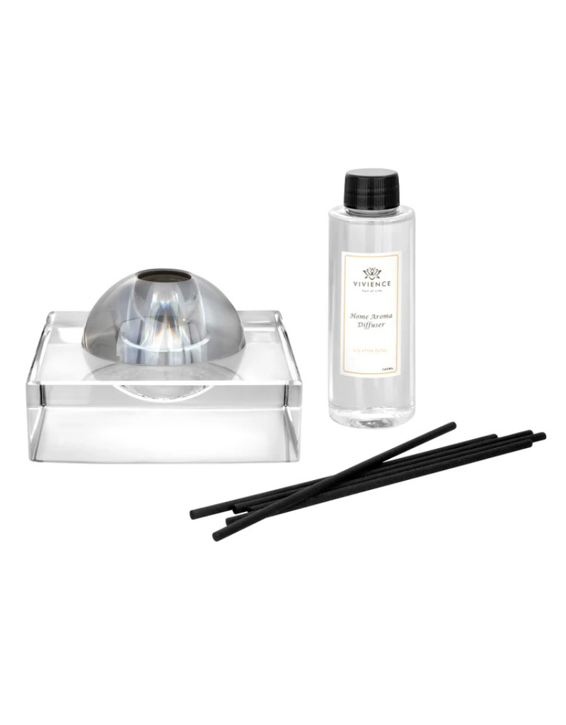 Lily of the Valley Reed Diffuser with Clear Square Base and Colored Dome