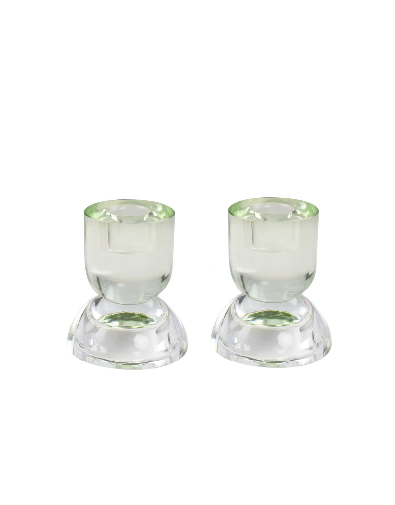 Clear & Green Serenity Two Tone Candle Holder/Tealight Set