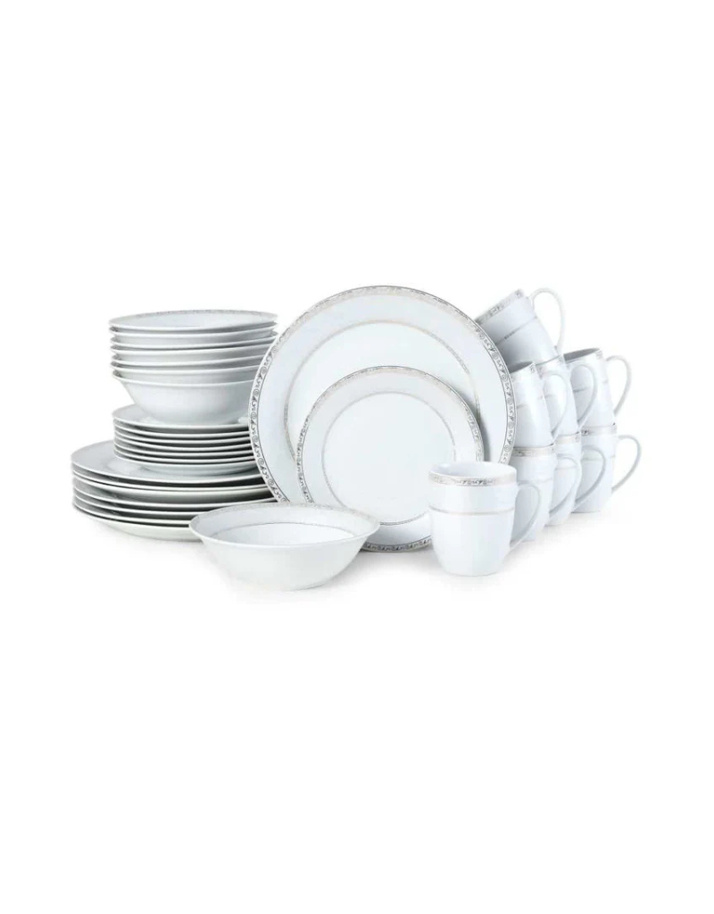Gold Serif 32pc Porcelain Dinnerware Set
