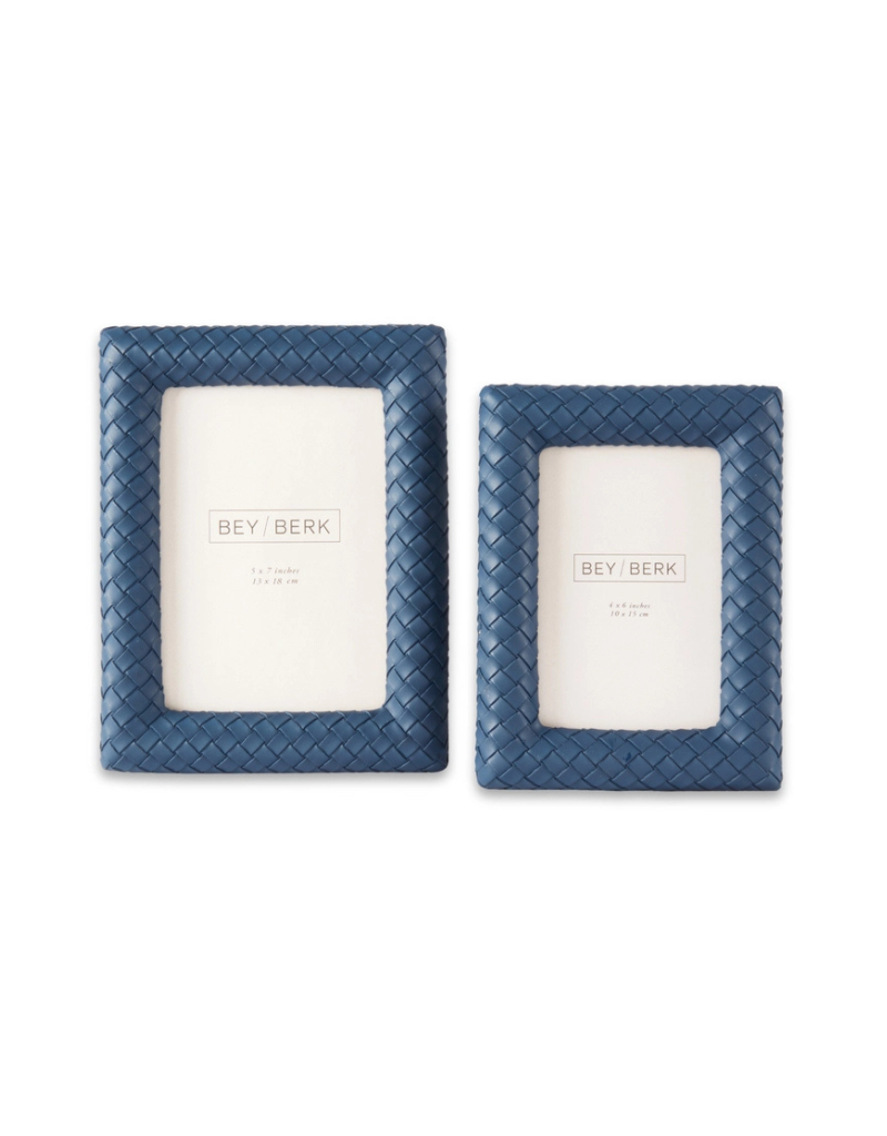 Navy Woven Leather Frame