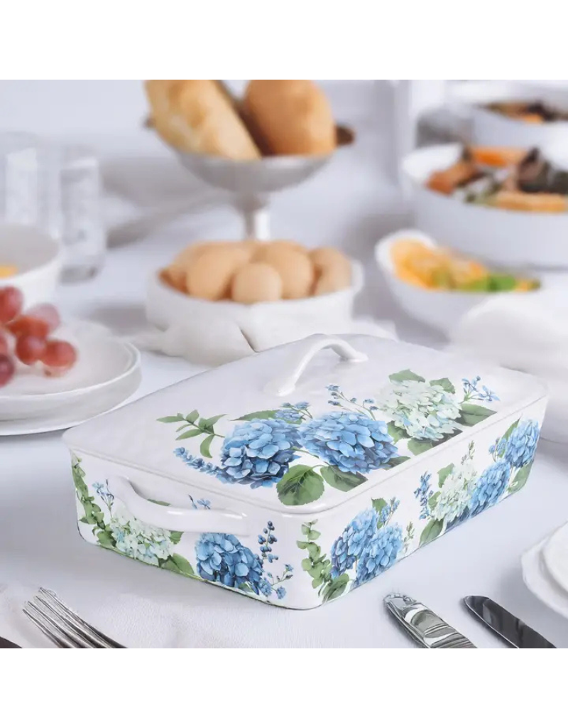 Hydrangea Stoneware Baker with Lid