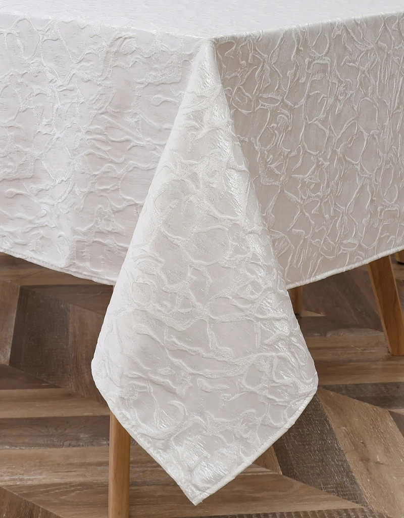 Jacquard New Heavier White Tablecloth #1378