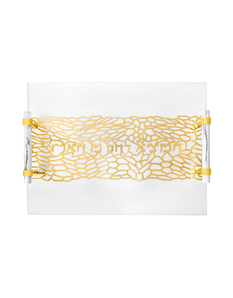Acrylic Challah Tray with Cylinder Handles (options)