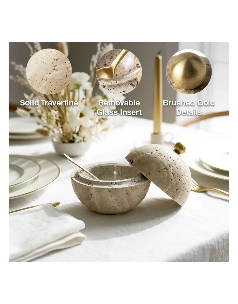 Travertine Honey Dish