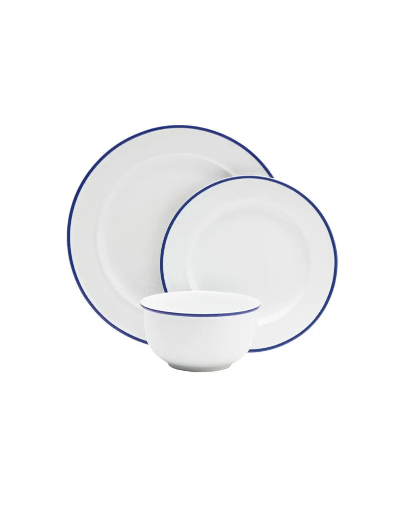 Bistro Blue Band 12pc Porcelain Dinnerware Set