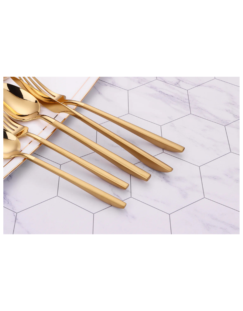 Crownex Matte Gold Handle 20 Piece Flatware Set