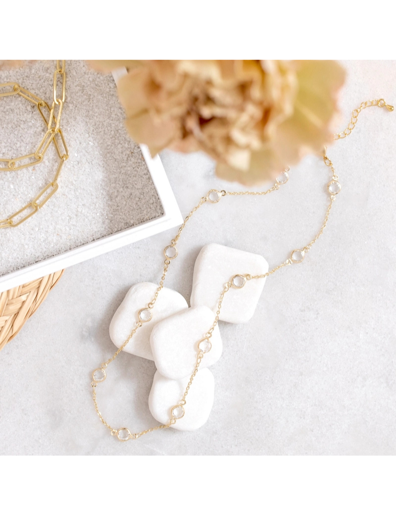 Framed Crystal Accented Collar Necklace