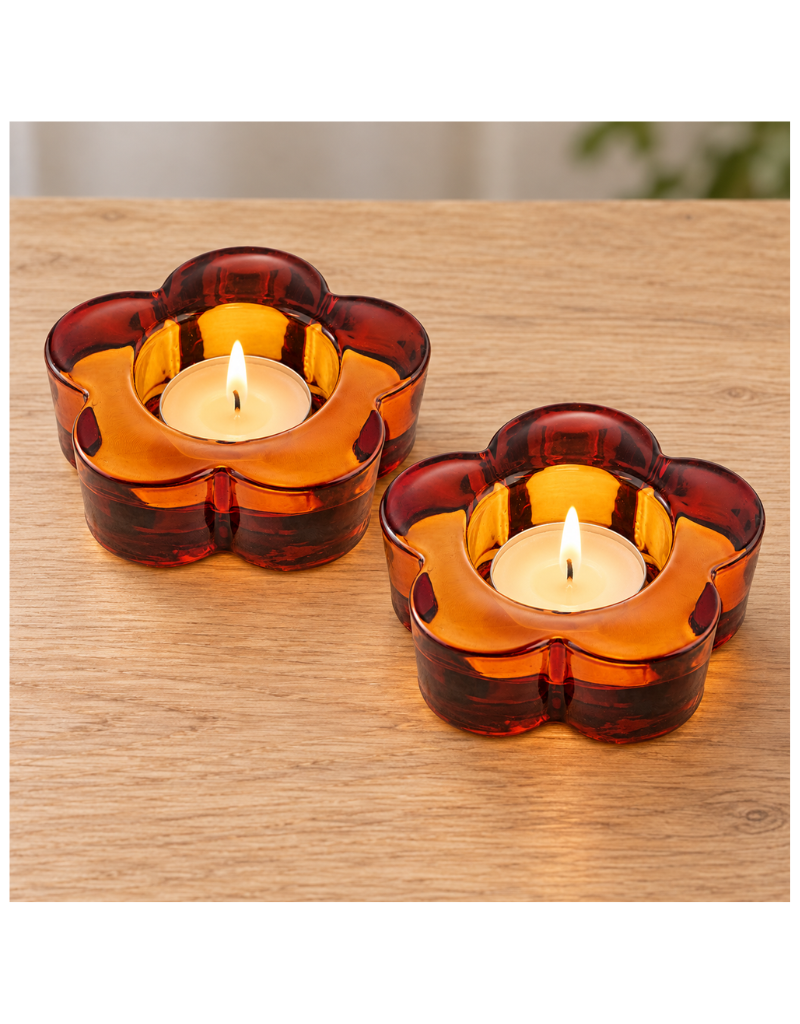 Glass Flower Tealight Holders