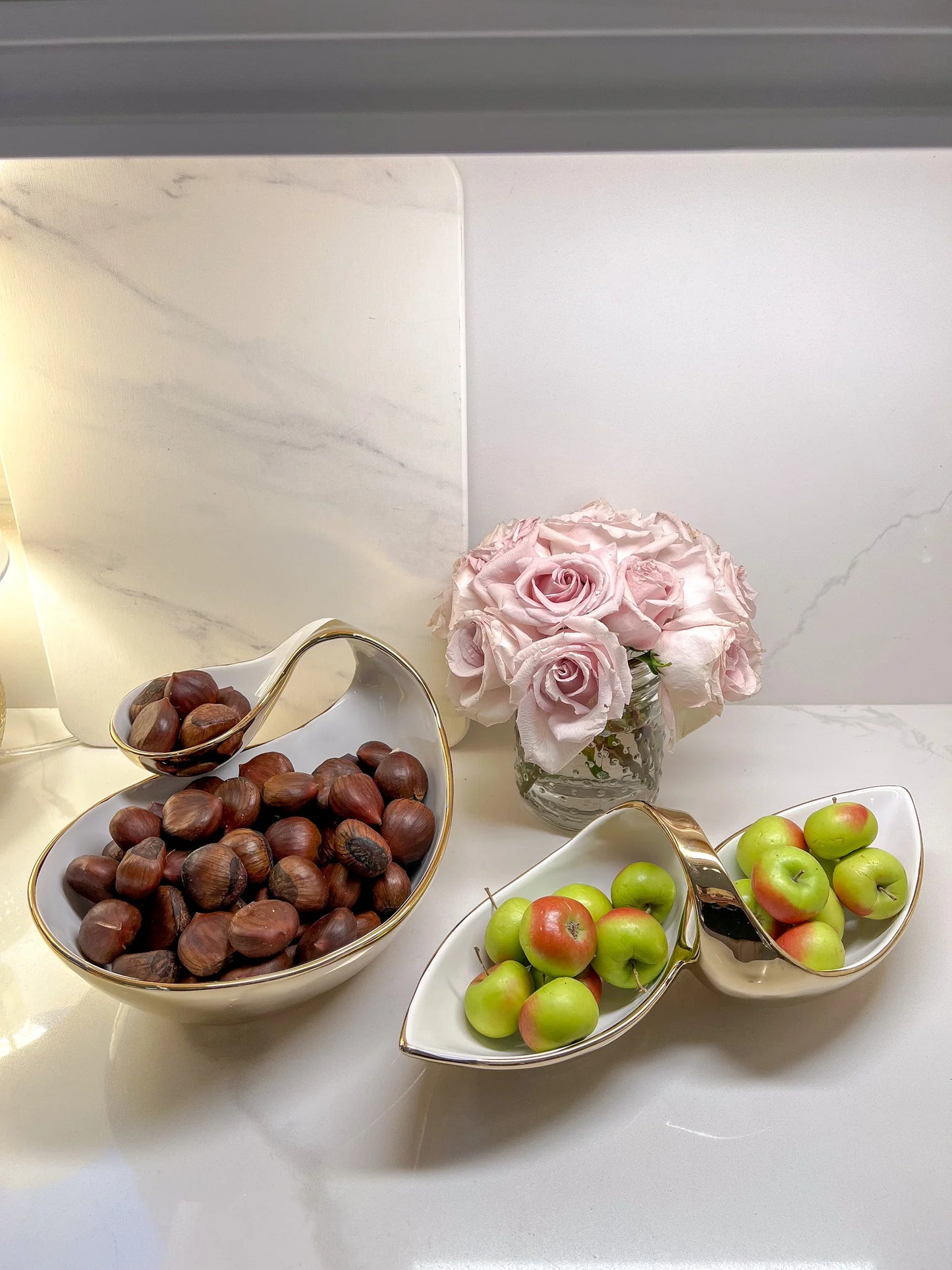 Gold & White Double Snack Bowl