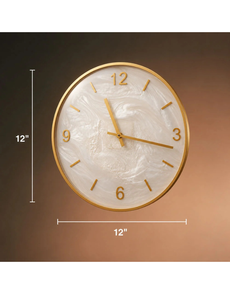 Resin Snow Drift Wall Clock with Gold Rim