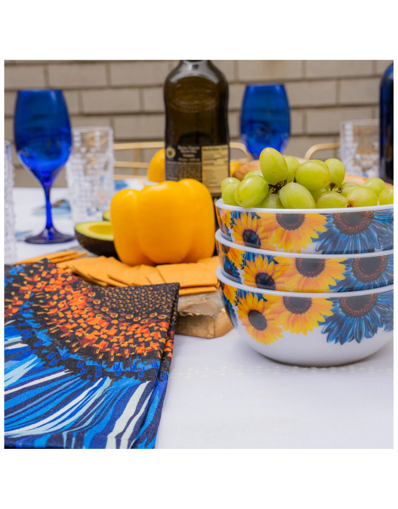 Elizabeth Sutton Collection: Blue Sunflower 12pc Melamine Dinnerware Set