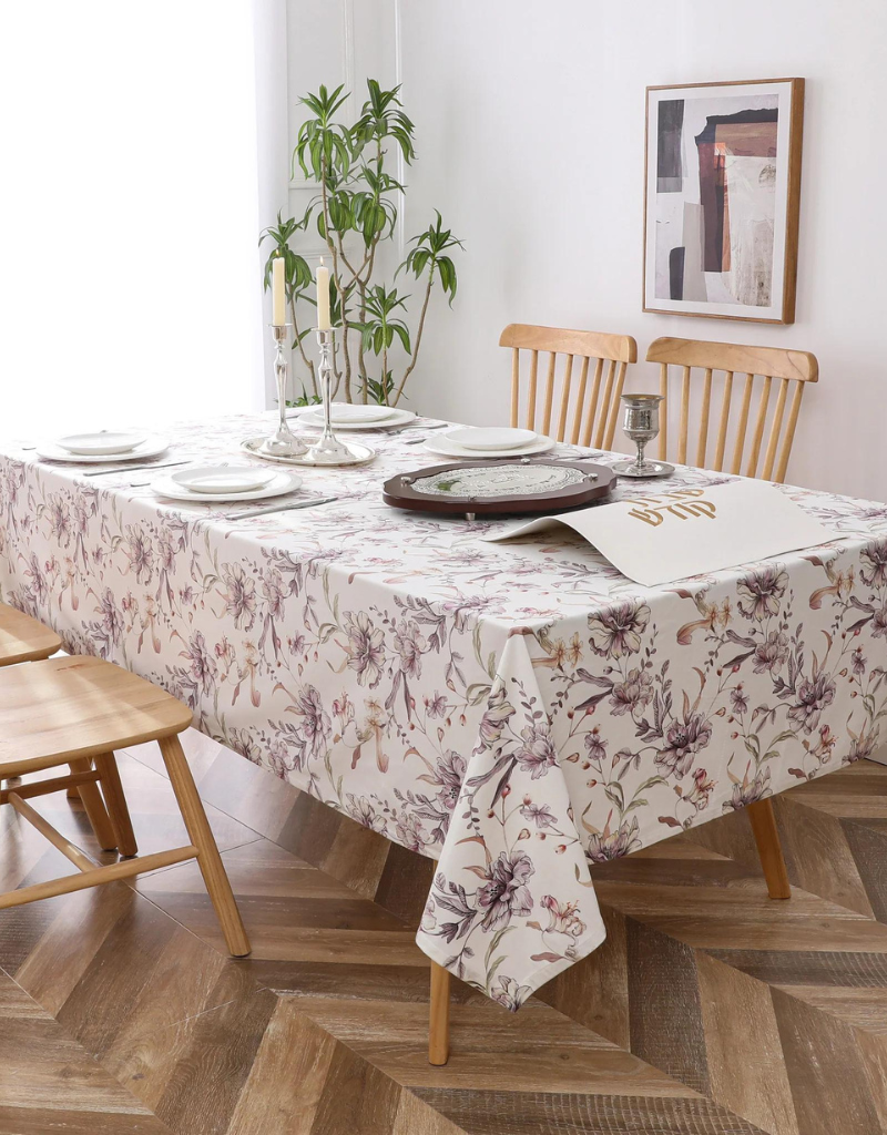 Pastel Floral Velvet Tablecloth #1415