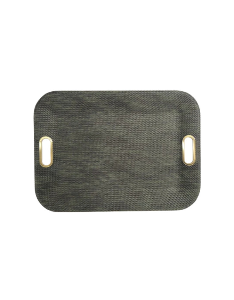 Large Serving Tray with Metal Handles