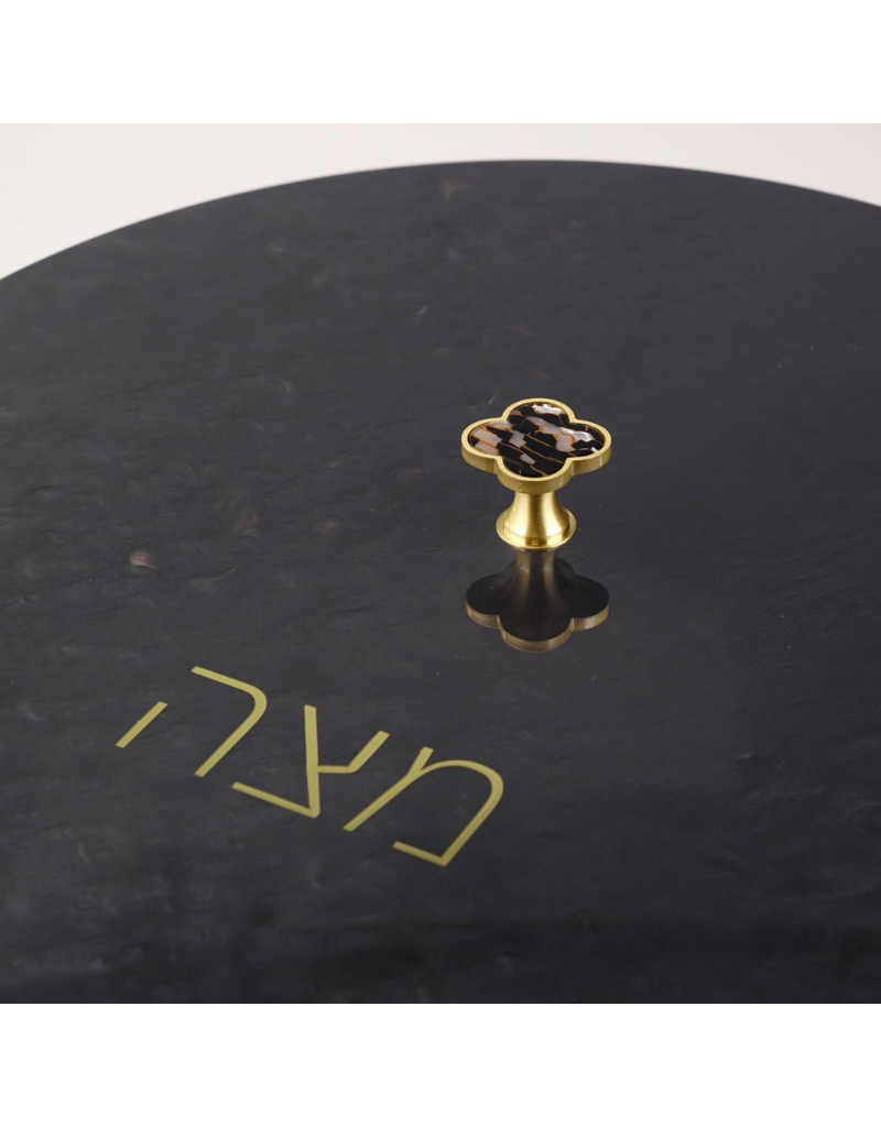 Round Acrylic Black Matzah Box (Options)