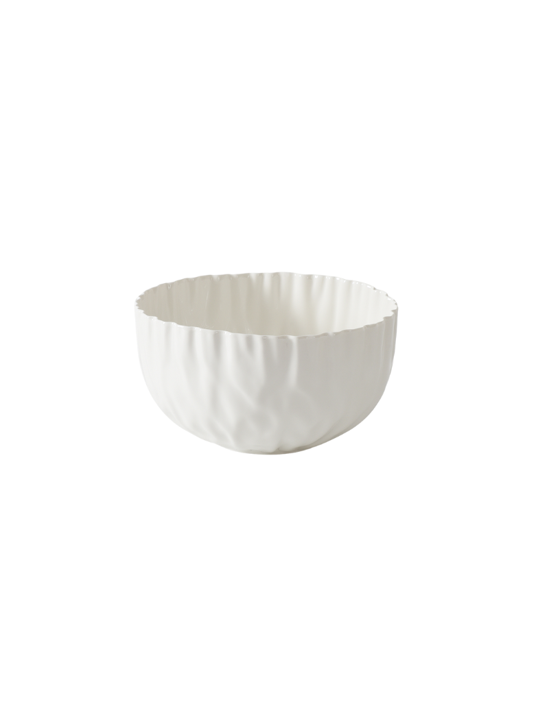 Pleated Medium Gold Porcelain Bowl
