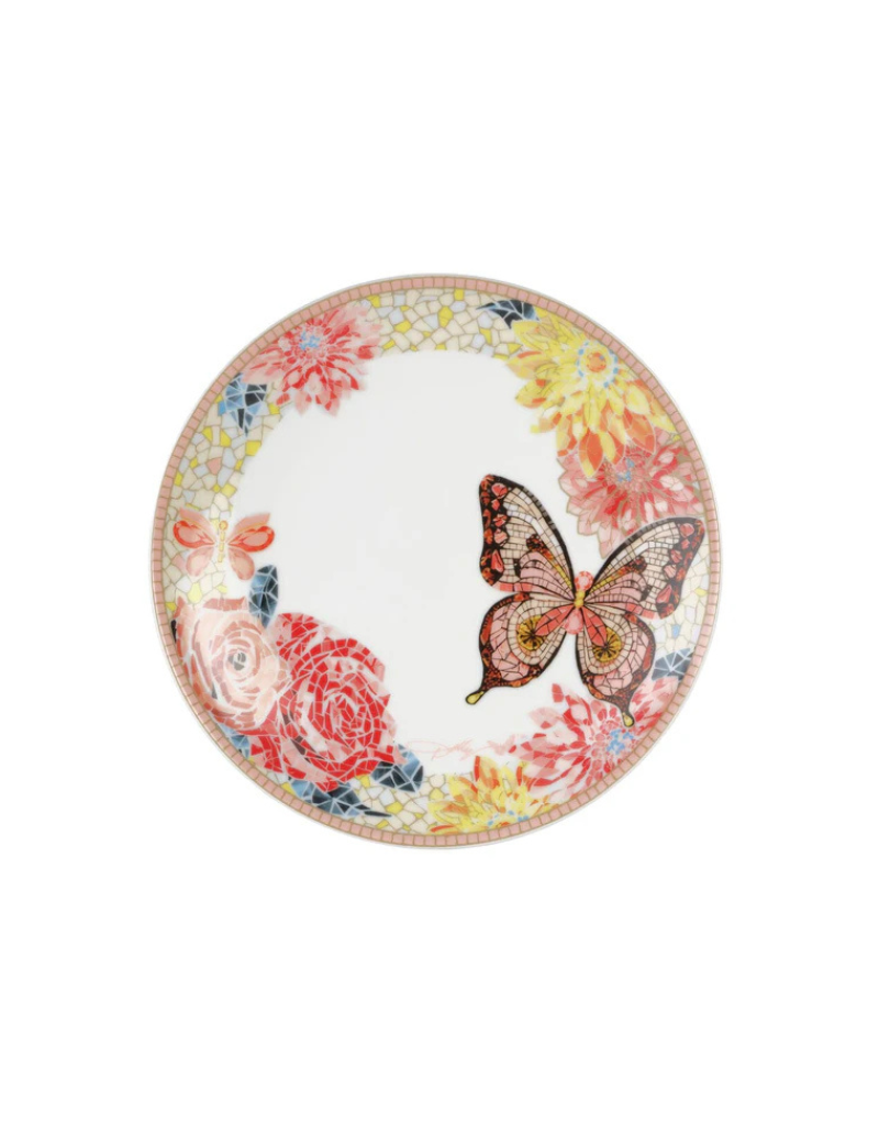 Dolly Parton Jeweled Mosaic Peach Butterfly 12pc Porcelain Dinnerware Set