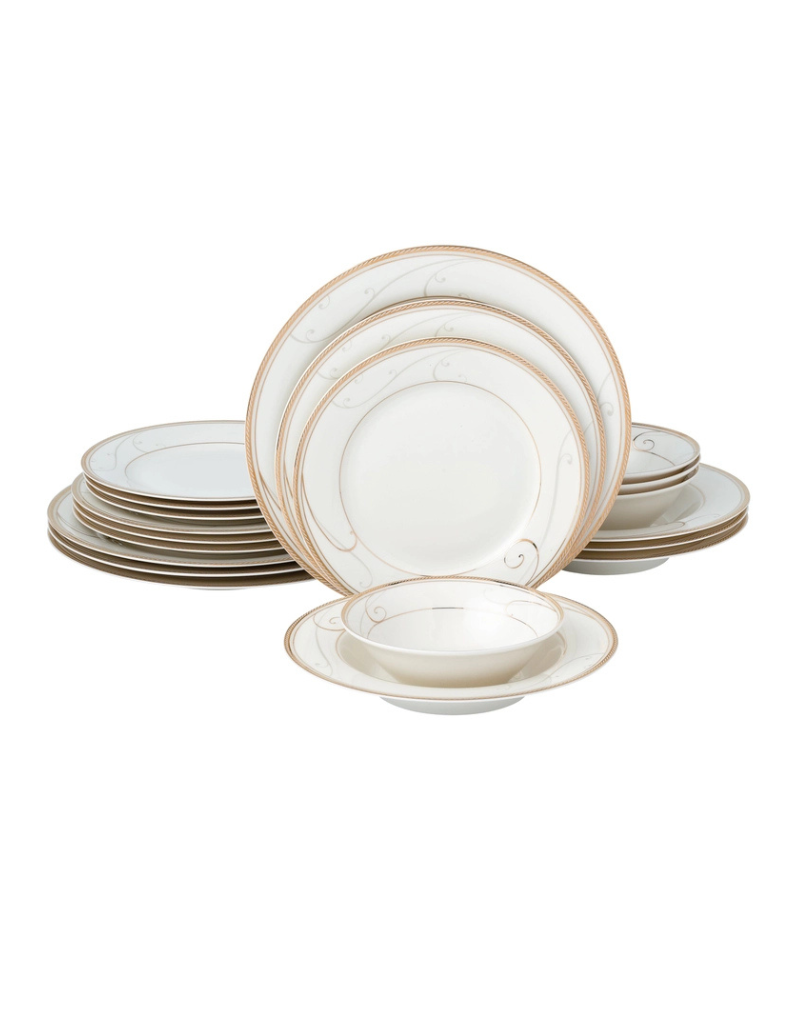 Golden Swirl 20pc Bone China Dinnerware Set