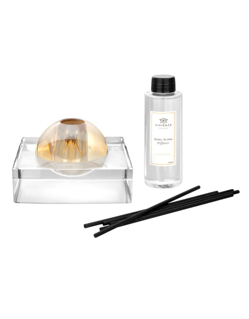 Lily of the Valley Reed Diffuser with Clear Square Base and Colored Dome