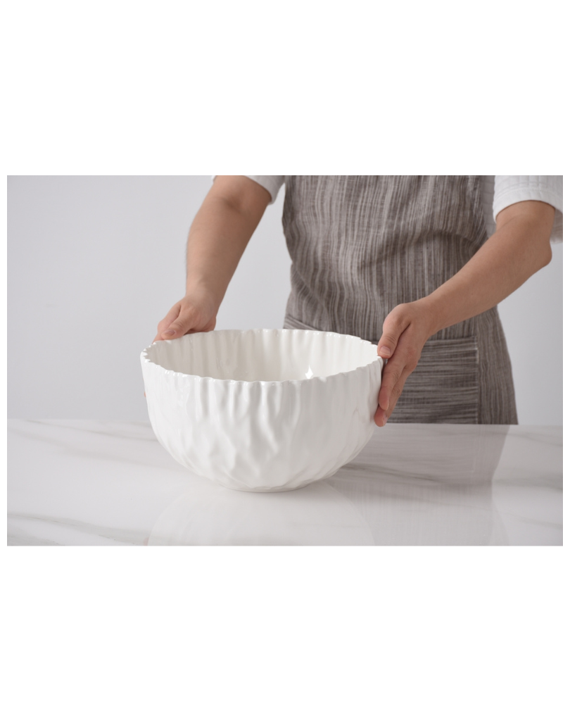 Pleated Large Porcelain Bowl