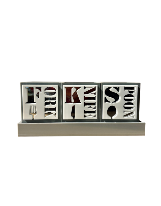 Grey Acrylic Silverware Caddy