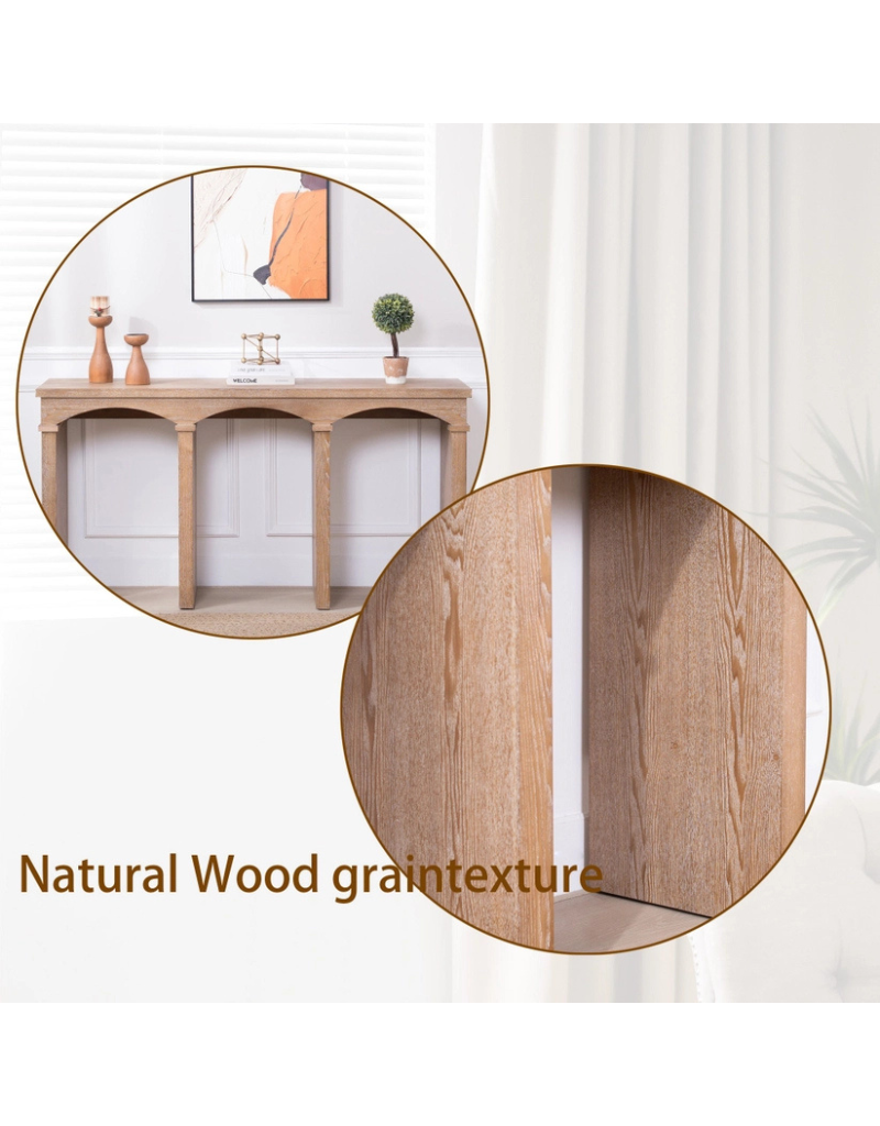 Natural Wood Rustic Archway Console Table