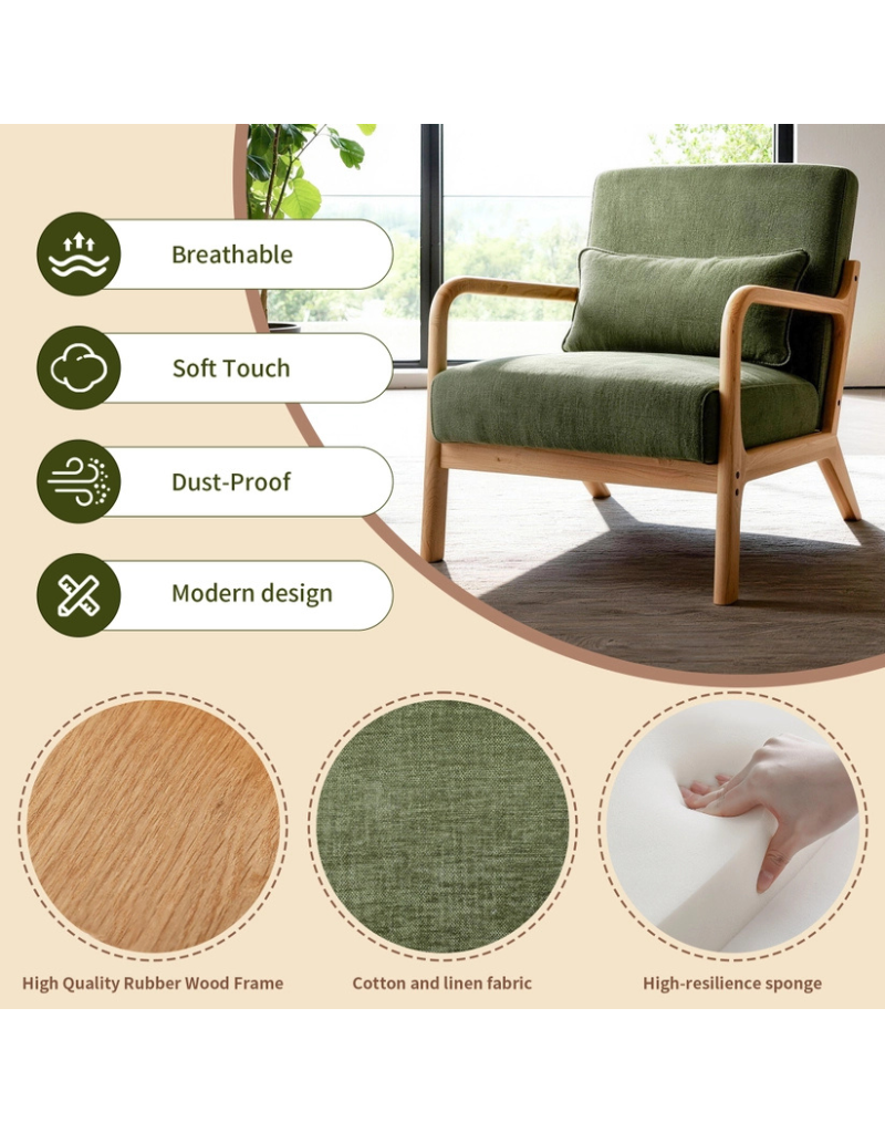 Lounge Accent Chair Solid Wood Frame