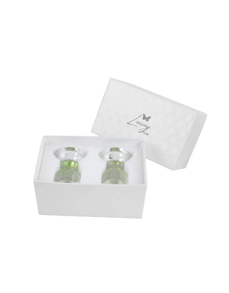 Clear & Green Serenity Two Tone Candle Holder/Tealight Set