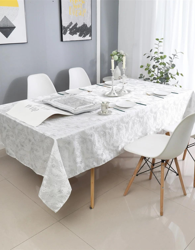 Jacquard Silver Brushstroke Tablecloth #1330