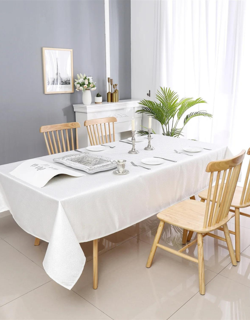 Jacquard Tablecloth White Slate #1345
