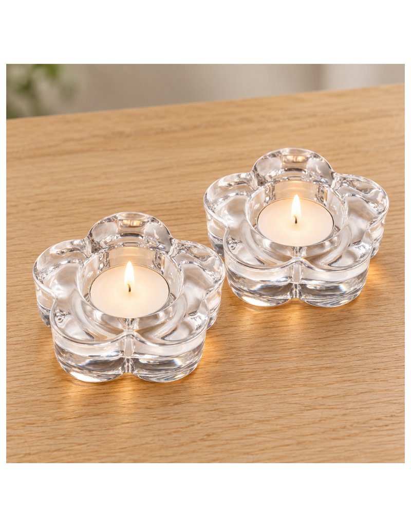 Glass Flower Tealight Holders