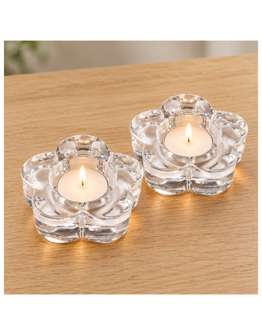 Glass Flower Tealight Holders