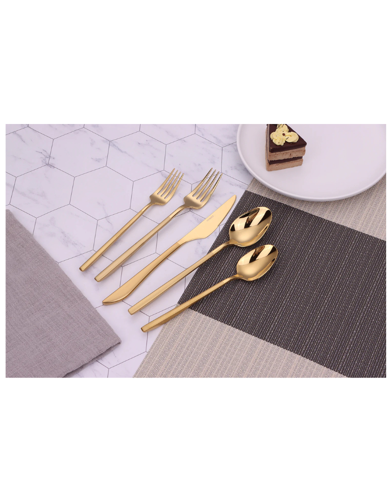 Crownex Matte Gold Handle 20 Piece Flatware Set