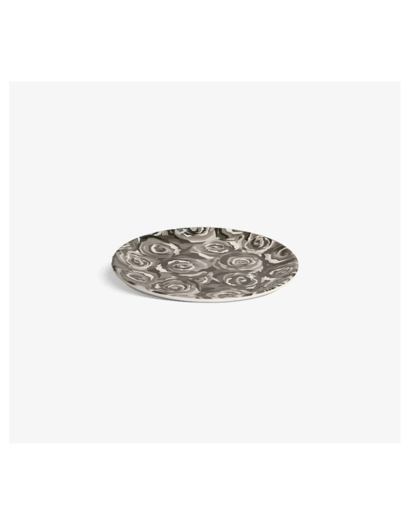 Elizabeth Sutton Collection: Grayscale Roses 12pc Melamine Dinnerware Set