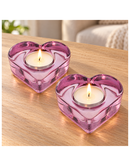 Glass Heart Tealight Holders