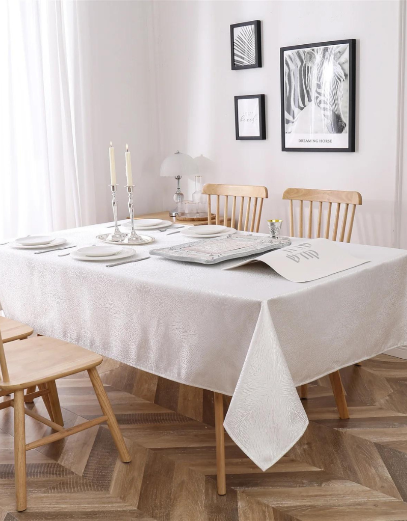 Jacquard Drench Silver Tablecloth #1363