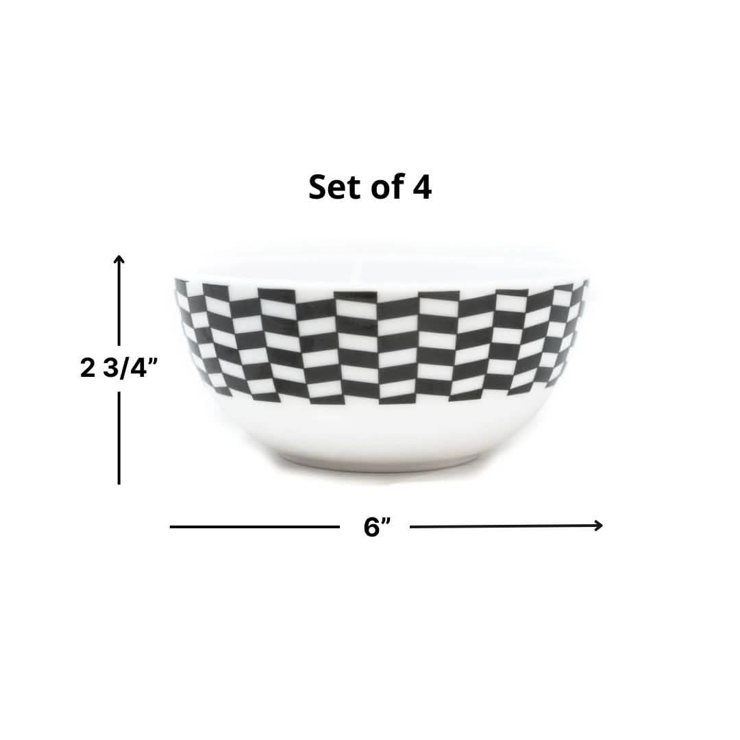 Elizabeth Sutton Collection: Black & White Chevron Melamine Bowl Set