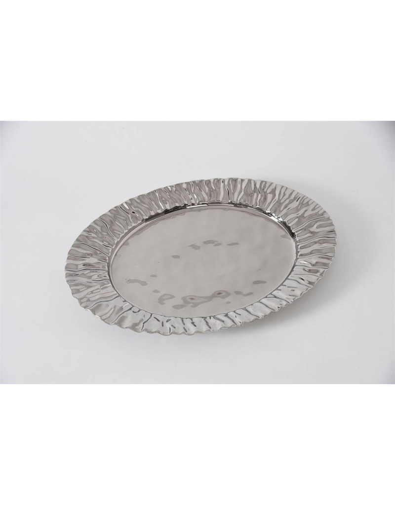 Large Pleated Silver Platter
