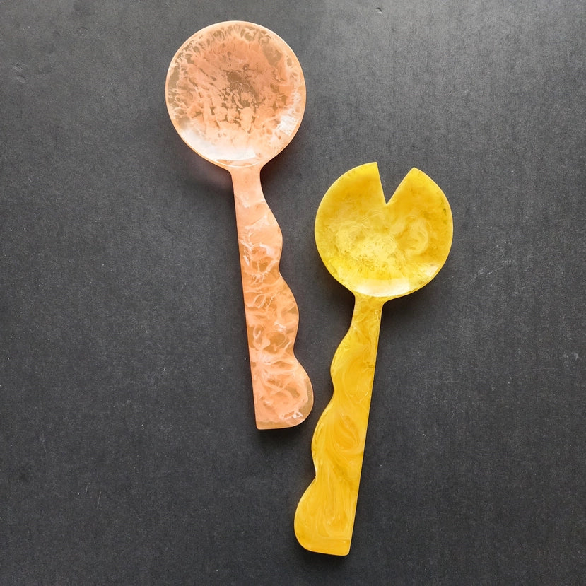 Hand Poured Resin Salad Set - Orange